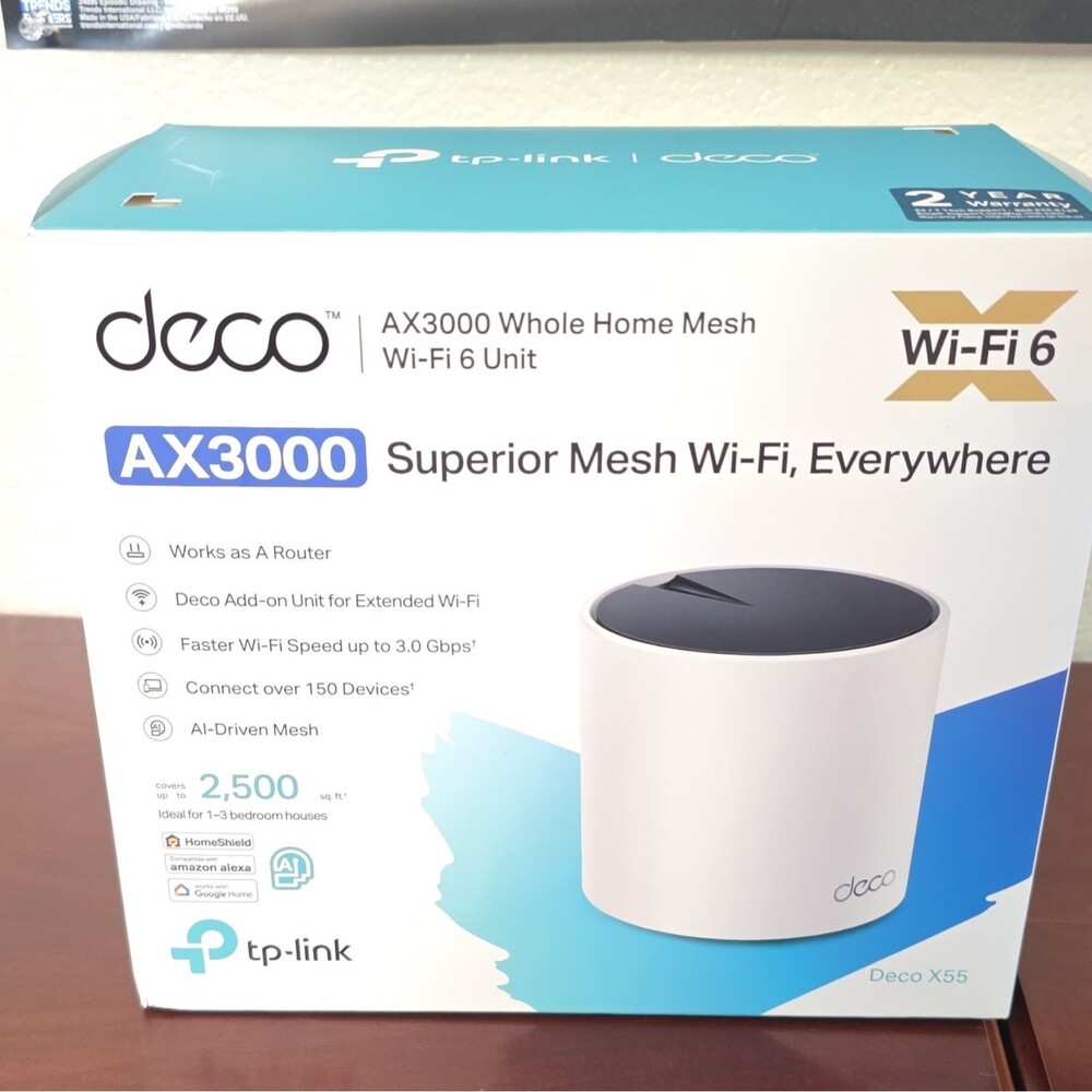 TP-LINK Deco X55 AX3000 Wi-Fi 6 Mesh Router 1-Pack White 3 LAN 1Gbps